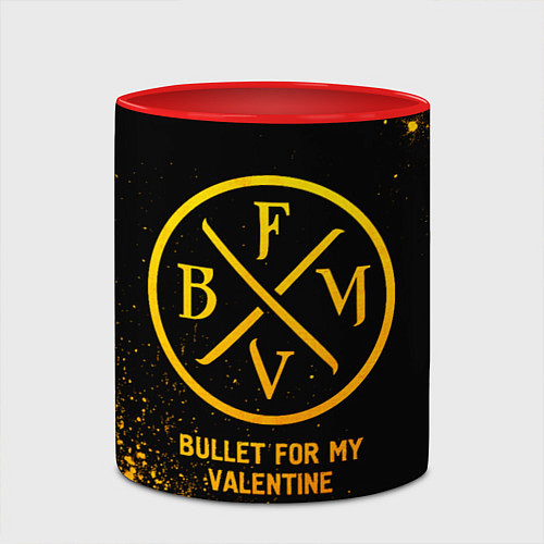 Кружка цветная Bullet For My Valentine - gold gradient / 3D-Белый + красный – фото 2