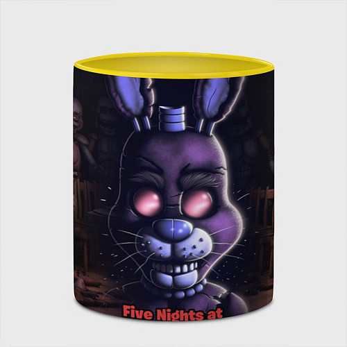 Кружка цветная Five Nights at Freddys Bonnie / 3D-Белый + желтый – фото 2