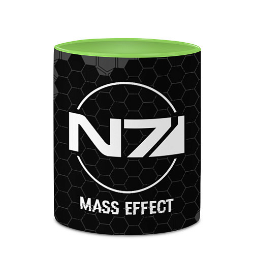 Кружка цветная Mass Effect glitch на темном фоне / 3D-Белый + светло-зеленый – фото 2