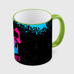 Кружка 3D Deftones - neon gradient, цвет: 3D-светло-зеленый кант