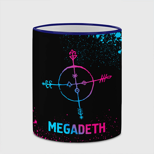 Кружка цветная Megadeth - neon gradient / 3D-Синий кант – фото 2