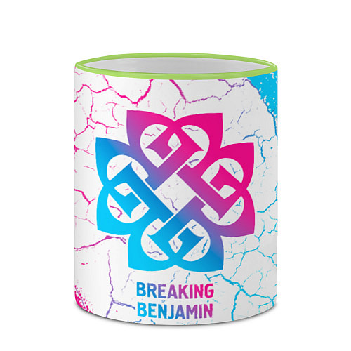 Кружка цветная Breaking Benjamin neon gradient style / 3D-Светло-зеленый кант – фото 2