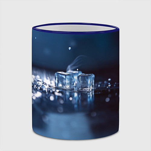 Кружка цветная Кубики льда с дымком / 3D-Синий кант – фото 2