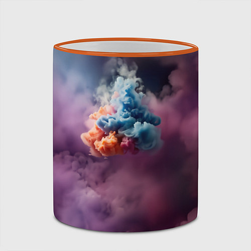 Кружка цветная Разноцветный клуб дыма / 3D-Оранжевый кант – фото 2
