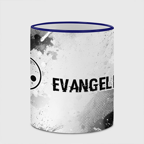 Кружка цветная Evangelion glitch на светлом фоне: надпись и симво / 3D-Синий кант – фото 2