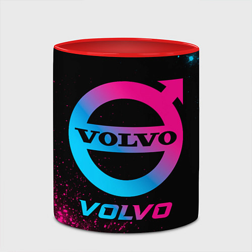 Кружка цветная Volvo - neon gradient / 3D-Белый + красный – фото 2