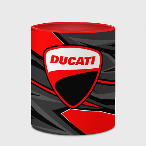 Кружка цветная Ducati - red stripes / 3D-Белый + красный – фото 2