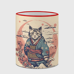 Кружка 3D Кот-самурай, цвет: 3D-красный кант — фото 2