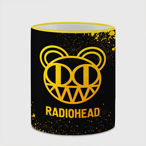 Кружка цветная Radiohead - gold gradient / 3D-Желтый кант – фото 2