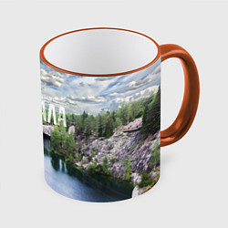 Кружка 3D Карелия горный парк Рускеала, цвет: 3D-оранжевый кант
