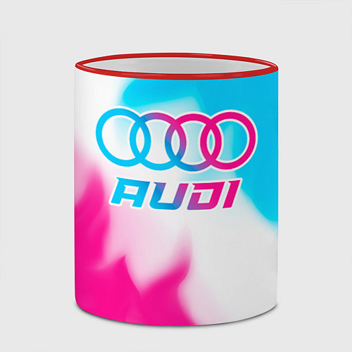 Кружка цветная Audi neon gradient style / 3D-Красный кант – фото 2