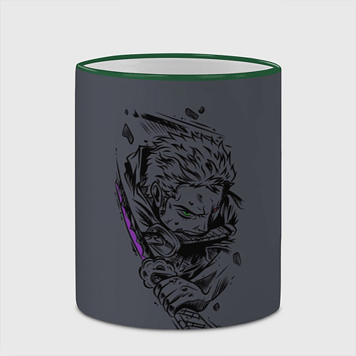 Кружка цветная One Piece - Roronoa Zoro / 3D-Зеленый кант – фото 2