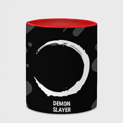 Кружка 3D Demon Slayer glitch на темном фоне, цвет: 3D-белый + красный — фото 2