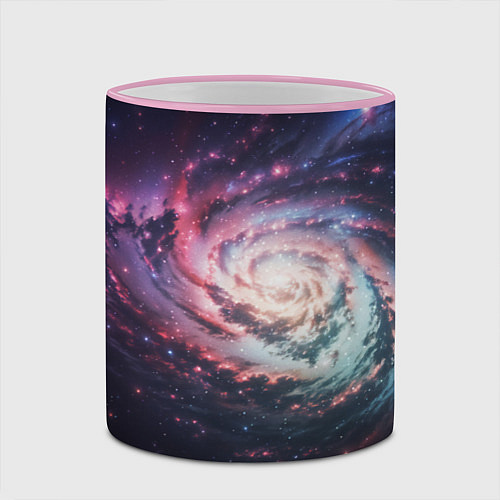 Кружка цветная Спиральная галактика в космосе / 3D-Розовый кант – фото 2