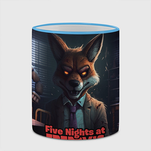 Кружка цветная Five Nights at Freddys Mangle / 3D-Небесно-голубой кант – фото 2