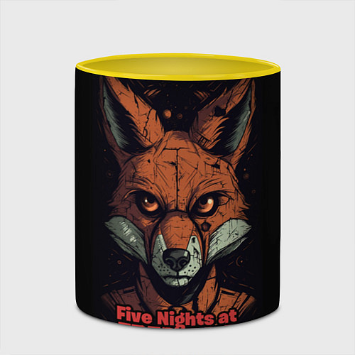 Кружка цветная Five Nights at Freddys Mangle / 3D-Белый + желтый – фото 2