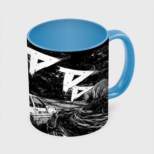 Кружка цветная Инициал Ди / 3D-Белый + небесно-голубой – фото 1