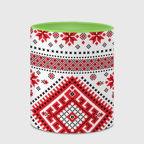 Кружка цветная Удмуртская роспись / 3D-Белый + светло-зеленый – фото 2