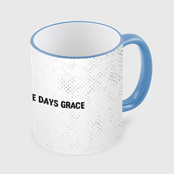 Кружка 3D Three Days Grace glitch на светлом фоне: надпись и, цвет: 3D-небесно-голубой кант