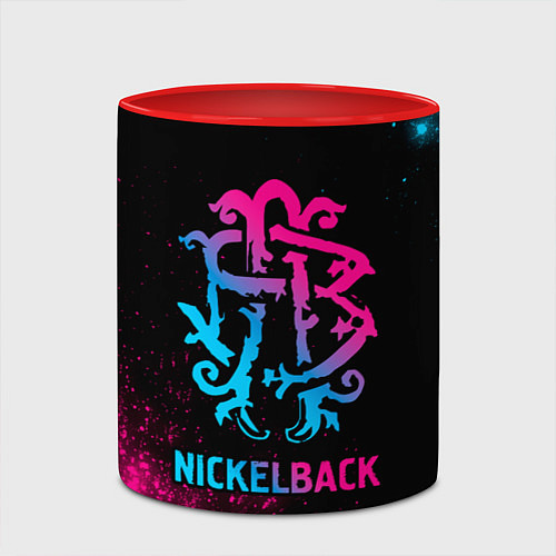 Кружка цветная Nickelback - neon gradient / 3D-Белый + красный – фото 2