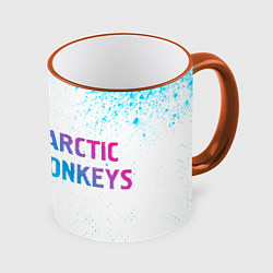 Кружка 3D Arctic Monkeys neon gradient style: надпись и симв, цвет: 3D-оранжевый кант