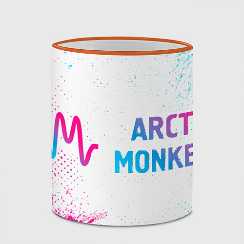 Кружка цветная Arctic Monkeys neon gradient style: надпись и симв / 3D-Оранжевый кант – фото 2