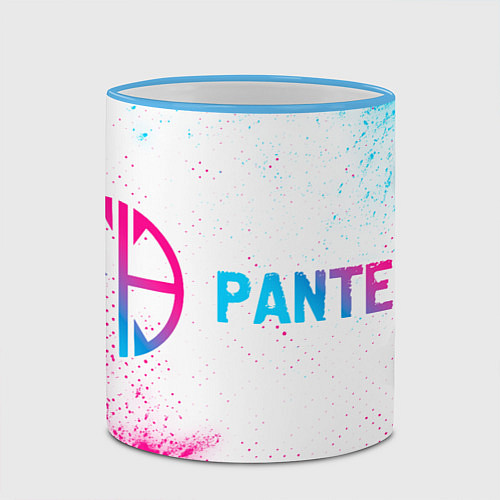 Кружка цветная Pantera neon gradient style: надпись и символ / 3D-Небесно-голубой кант – фото 2