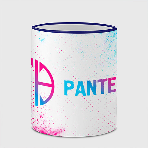 Кружка цветная Pantera neon gradient style: надпись и символ / 3D-Синий кант – фото 2