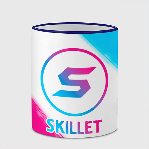 Кружка цветная Skillet neon gradient style / 3D-Синий кант – фото 2