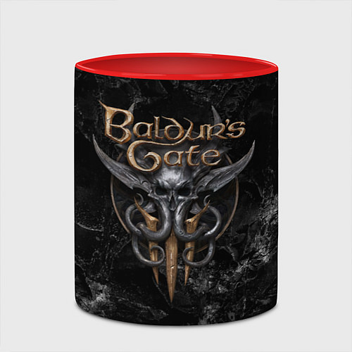Кружка цветная Baldurs Gate 3 dark logo / 3D-Белый + красный – фото 2