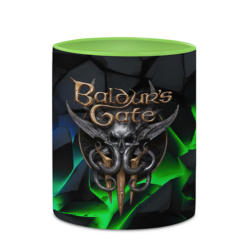 Кружка цветная Baldurs Gate 3 black blue neon / 3D-Белый + светло-зеленый – фото 2