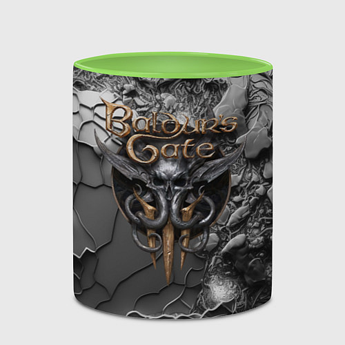 Кружка цветная Baldurs Gate 3 logo dark / 3D-Белый + светло-зеленый – фото 2
