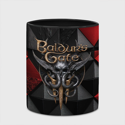 Кружка цветная Baldurs Gate 3 logo red black / 3D-Белый + черный – фото 2