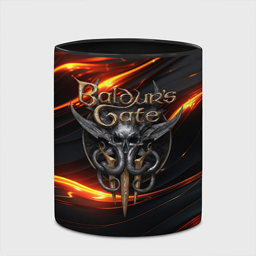 Кружка цветная Baldurs Gate 3 logo gold / 3D-Белый + черный – фото 2