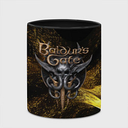 Кружка 3D Baldurs Gate 3 logo gold black, цвет: 3D-белый + черный — фото 2