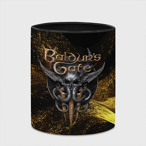 Кружка цветная Baldurs Gate 3 logo gold black / 3D-Белый + черный – фото 2