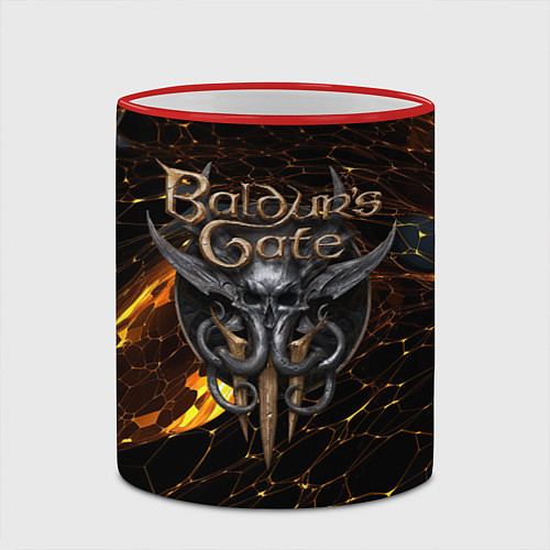 Кружка цветная Baldurs Gate 3 logo gold and black / 3D-Красный кант – фото 2