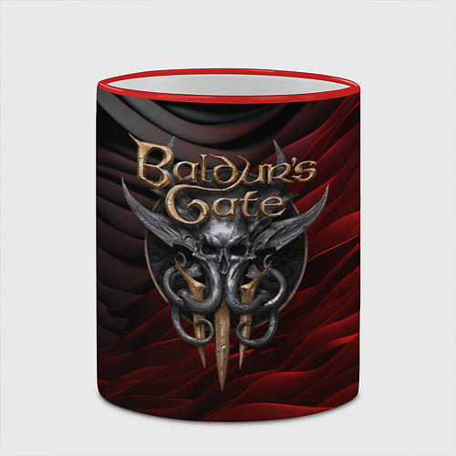 Кружка цветная Baldurs Gate 3 logo dark red black / 3D-Красный кант – фото 2