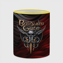 Кружка 3D Baldurs Gate 3 logo dark red black, цвет: 3D-желтый кант — фото 2