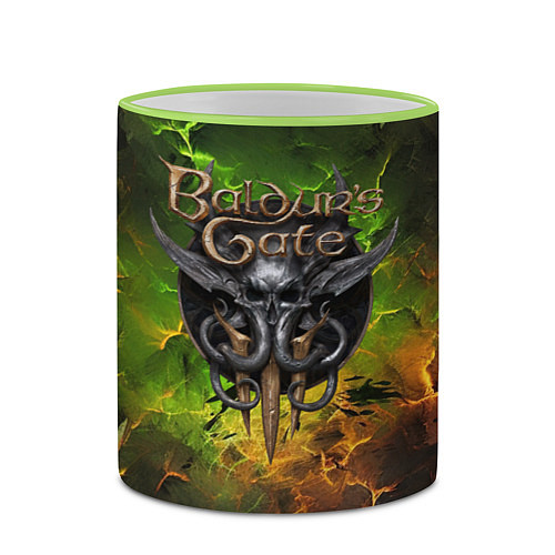 Кружка цветная Baldurs Gate 3 logo dark green fire / 3D-Светло-зеленый кант – фото 2