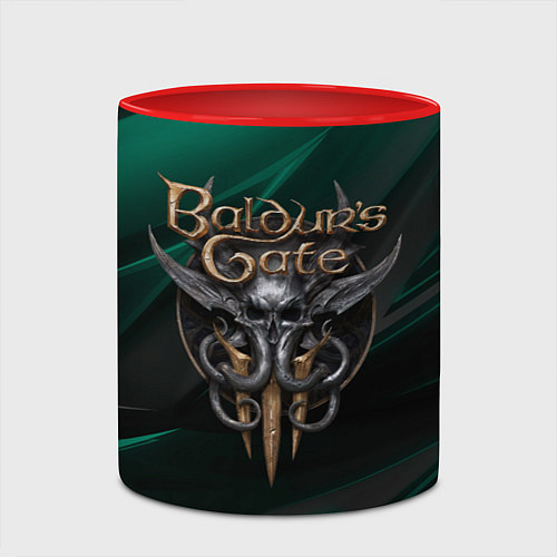 Кружка цветная Baldurs Gate 3 logo green geometry / 3D-Белый + красный – фото 2