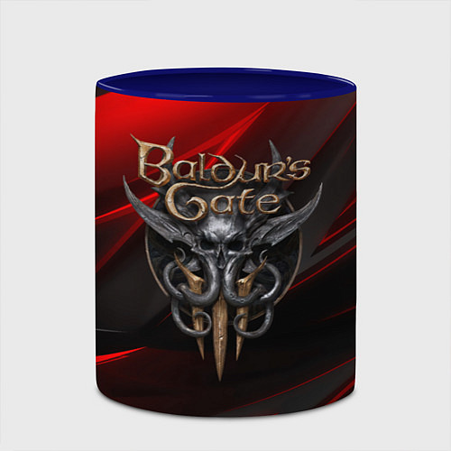 Кружка цветная Baldurs Gate 3 logo geometry / 3D-Белый + синий – фото 2