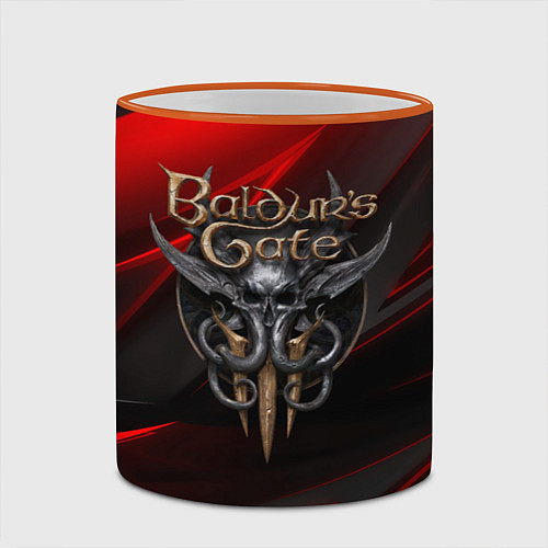 Кружка цветная Baldurs Gate 3 logo geometry / 3D-Оранжевый кант – фото 2