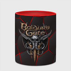 Кружка 3D Baldurs Gate 3 logo red black geometry, цвет: 3D-белый + красный — фото 2