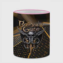 Кружка 3D Baldurs Gate 3 logo dark gold geometry, цвет: 3D-розовый кант — фото 2