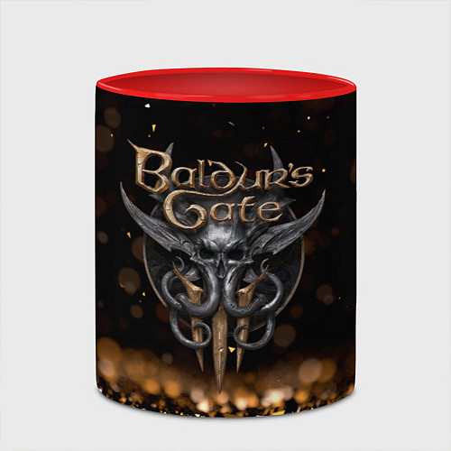 Кружка цветная Baldurs Gate 3 logo dark gold logo / 3D-Белый + красный – фото 2