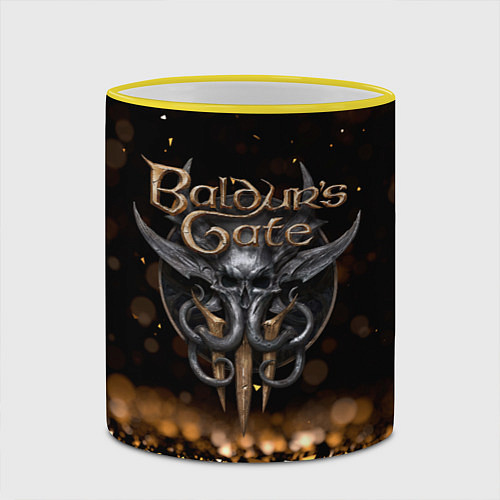 Кружка цветная Baldurs Gate 3 logo dark gold logo / 3D-Желтый кант – фото 2