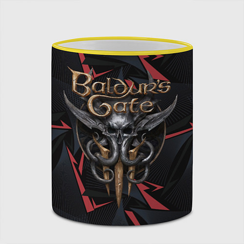 Кружка цветная Baldurs Gate 3 logo dark red / 3D-Желтый кант – фото 2