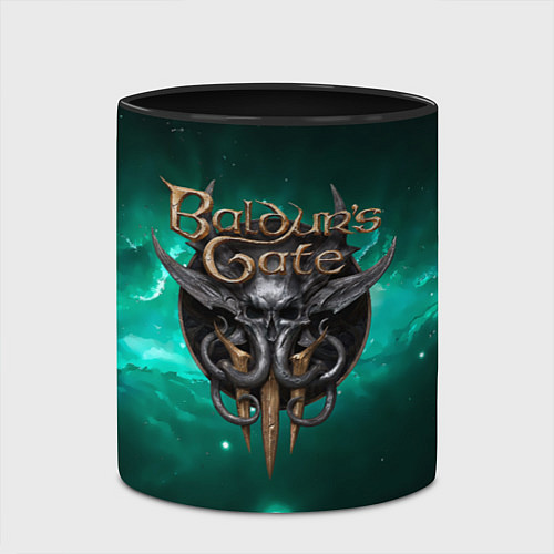 Кружка цветная Baldurs Gate 3 logo green / 3D-Белый + черный – фото 2