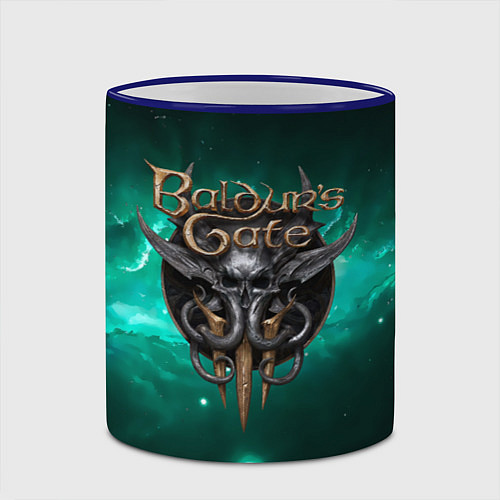 Кружка цветная Baldurs Gate 3 logo green / 3D-Синий кант – фото 2